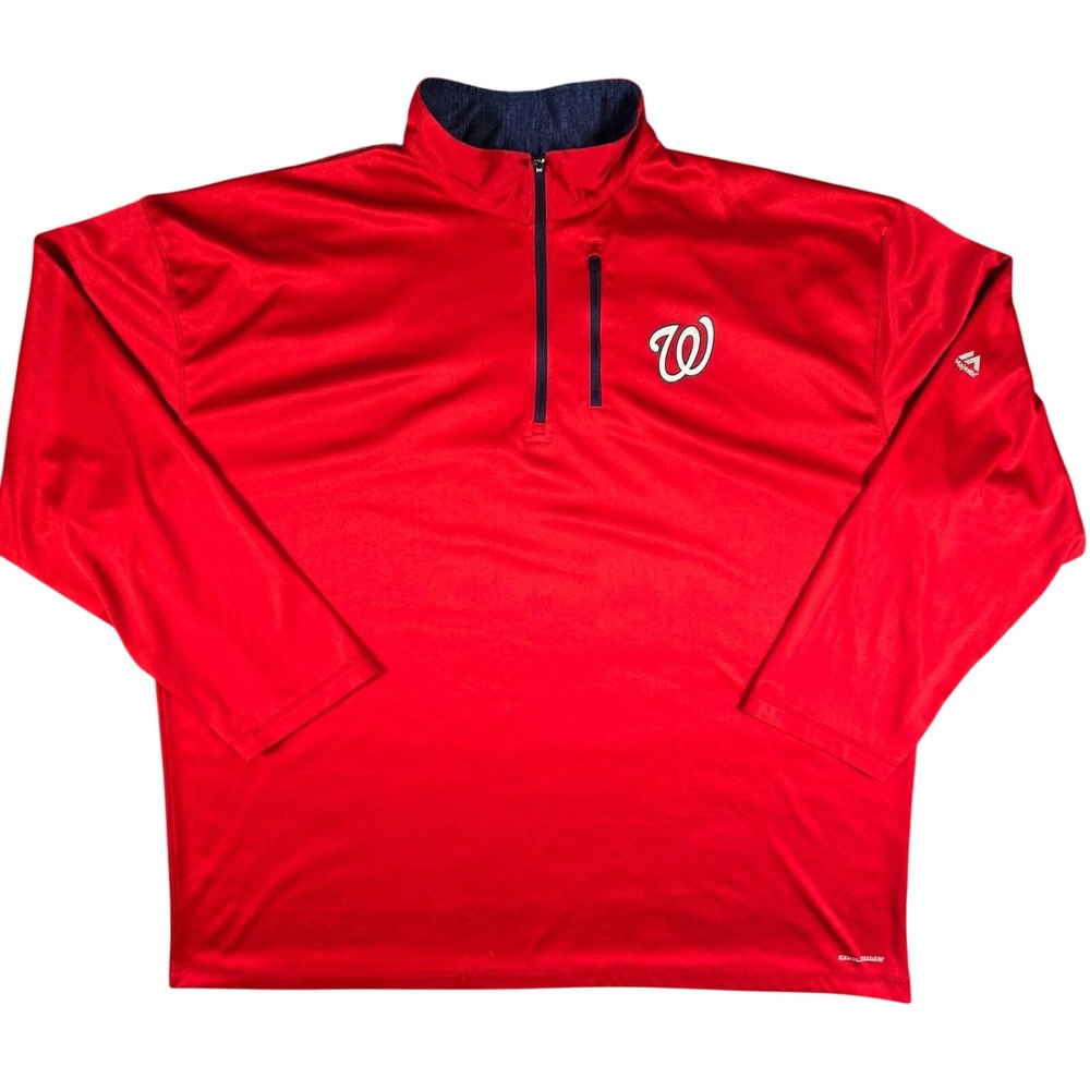 Majestic Washington Nationals 1/4 Zip Pullover Mens 3XL Red Cool Base MLB Jacket